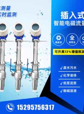插入式电磁流量计液体污水自来水电子数显dn200/250/300/350/400