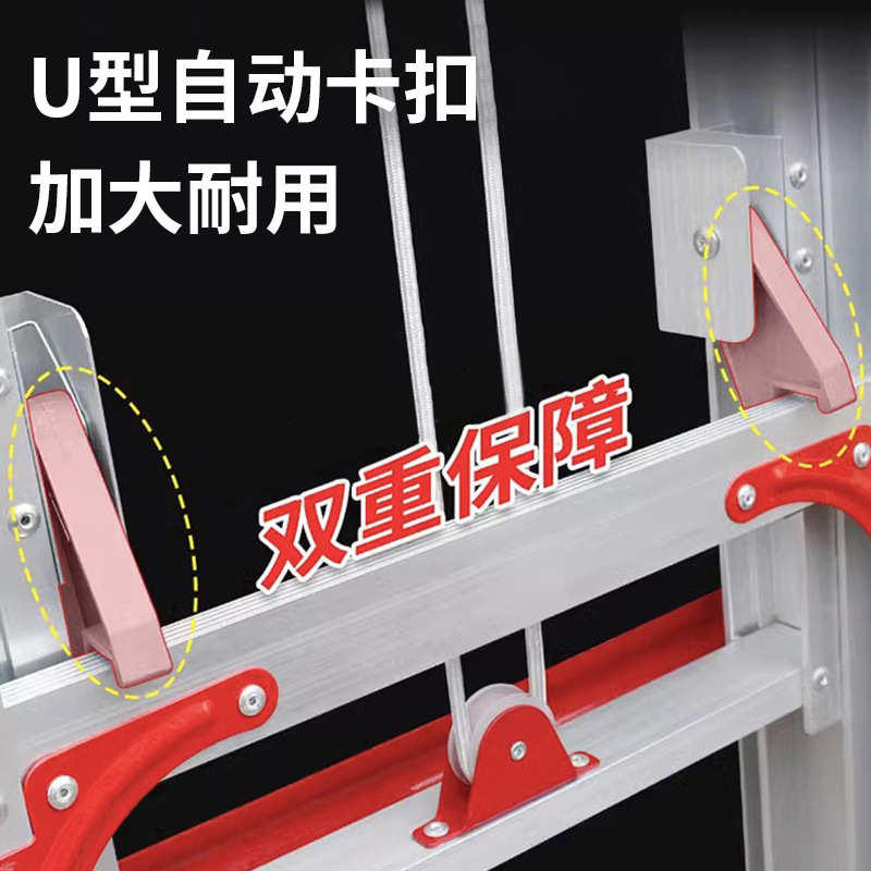铝合金伸缩梯子家用升降梯工程专用直梯加厚折叠爬梯长全铝阁楼梯
