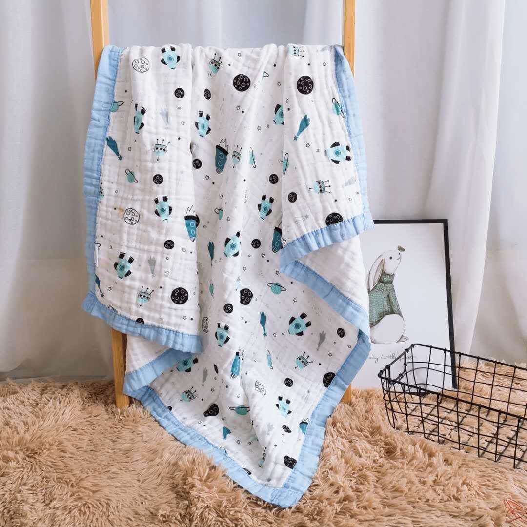 精梳棉水洗纱布浴巾120*140六层纯棉纱布婴幼儿童被加大盖毯毛