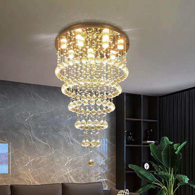 楼梯长吊灯复式客厅灯别墅大厅吊灯简约现代loft公寓水晶饭厅灯具