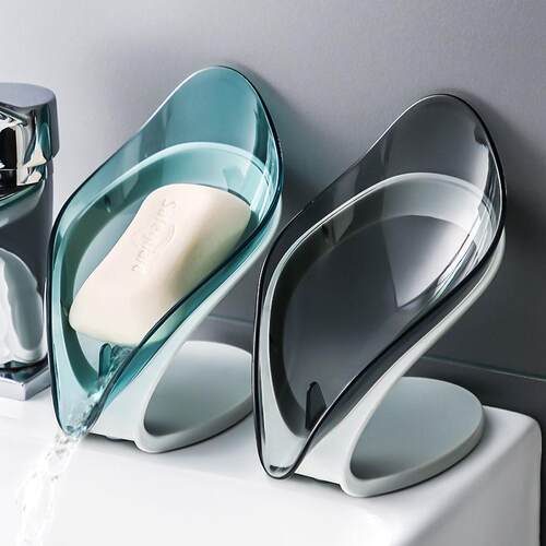 Creative Leaf Soap Box for Bathroom - No-Drill Double Layer
