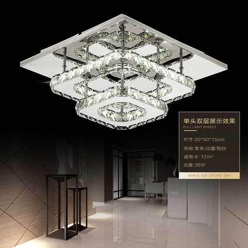 LD水晶吸436顶灯1方形过E道灯简V约玄关走廊灯饰入户阳台灯具10调