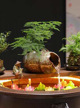 古法养鱼开缸套餐陶瓷罐流水循环过滤增氧生态缸阳台造景鱼缸摆件