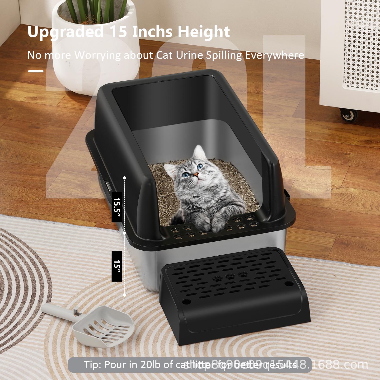不锈钢猫砂盆塑钢猫砂盆新款加厚防外溅易清洁宠物大容量猫盆