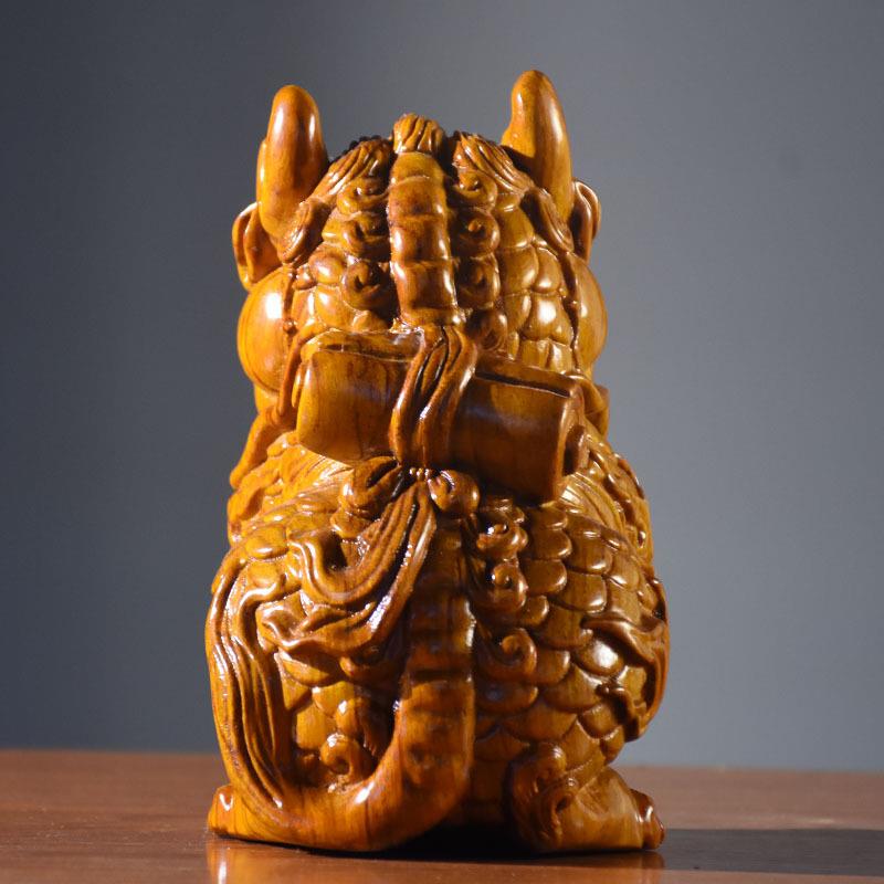 实木9622木雕背书麒麟居子精雕摆件家装客厅摆件饰品送工艺品