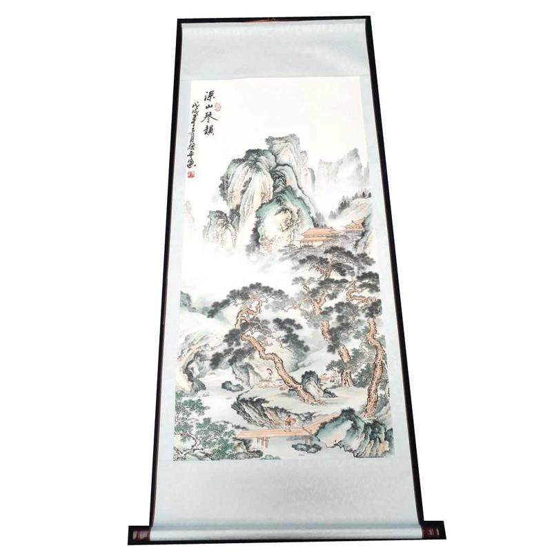 厂家批发全新古玩家居卧室客厅装饰人物山水字画中堂画深山访友图