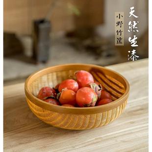 竹编精品簸箕圆形筲箕竹筛子茶道桌面收纳筐家用沥水果篮 问朴
