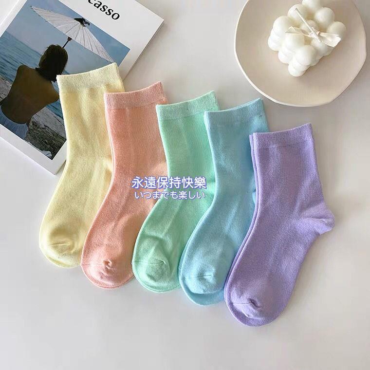 韩版ins简约糖果色袜子网红少女情侣袜子潮流可爱日系纯色jk袜子