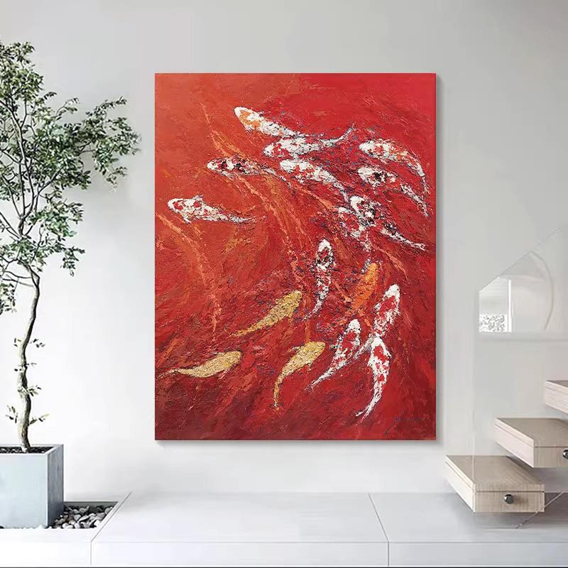 《餐九鱼图》抽鲤象锦聚财富ZKA客厅玄关走廊装饰画意好挂寓画厅