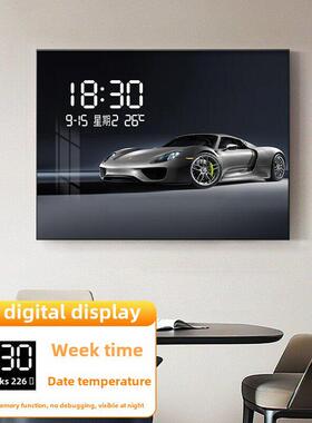 新款轻奢电表箱装饰画汽跑车餐厅空开配电盒遮挡数字电子时钟挂画