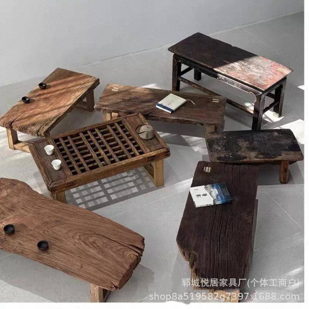 老榆木圈椅实木多款单人靠背喝茶椅长条凳餐椅摄影道具做旧板凳