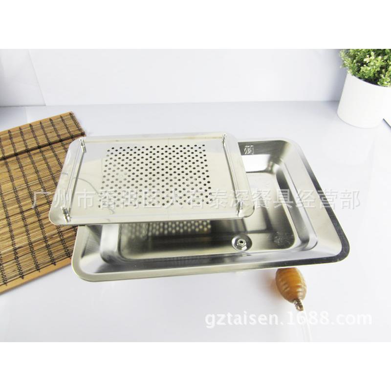 新款直销茶池 不锈钢茶盘 功夫茶具~带排水管 方茶池 茶具茶盘茶