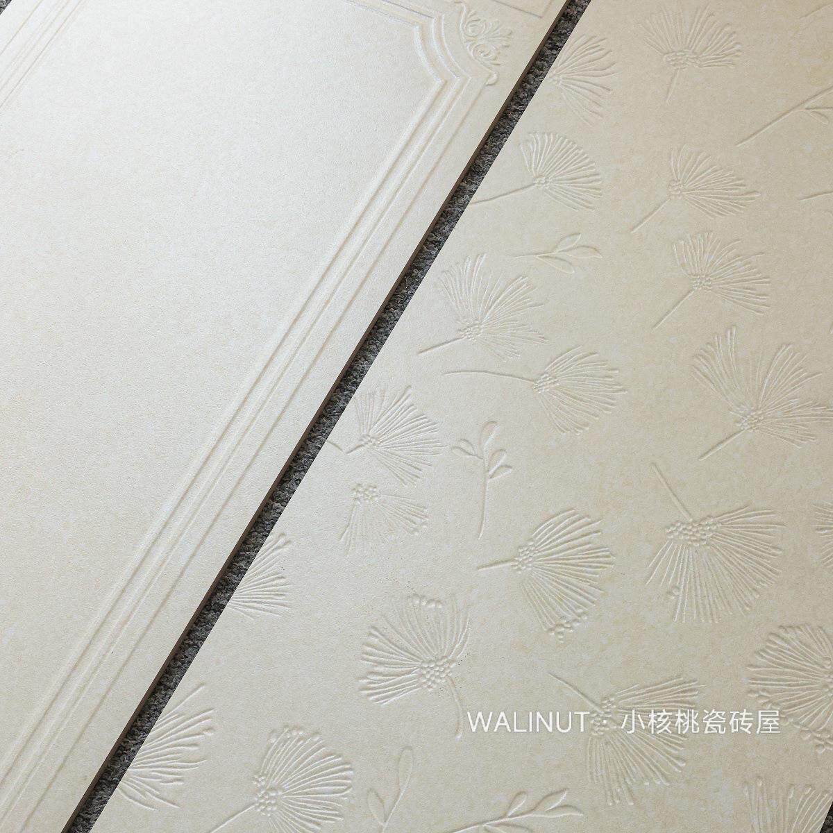 法式中古风米白色400x1200模具面瓷砖浴室卫生间民宿哑光墙砖地砖