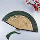 折叠夏天随身便携折扇古风女式 扇子古典中国风旗袍汉服绿色小折