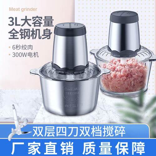 跨境出口110v多功能家用电动绞肉机加厚玻璃碎肉料理机304搅拌机