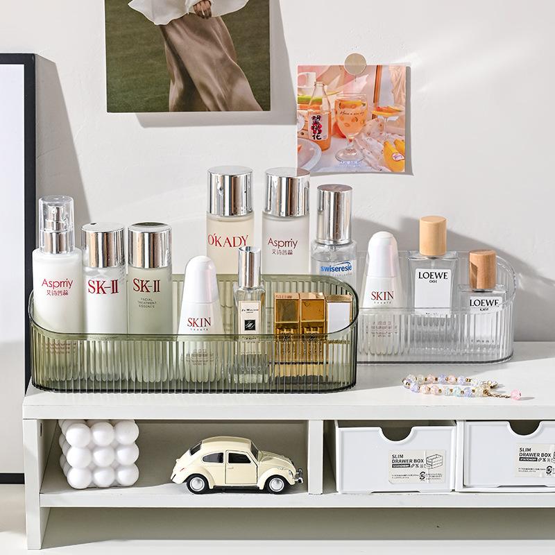 化妆品梳妆台护肤品桌面长条桶