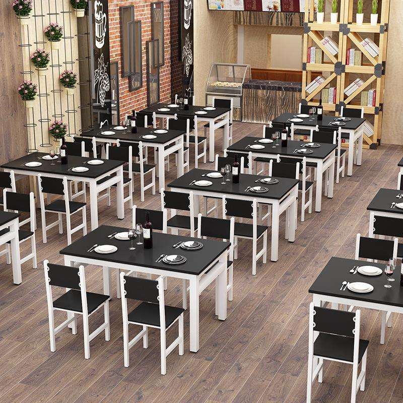小吃饭店餐桌椅组合餐饮面馆商用食堂早餐店家用快餐厅桌子长方形