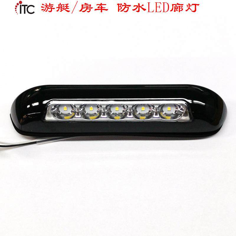 游艇灯旅居房车灯LED门廊灯,无孔RV汽车黑色雨蓬灯,客车防水壁灯