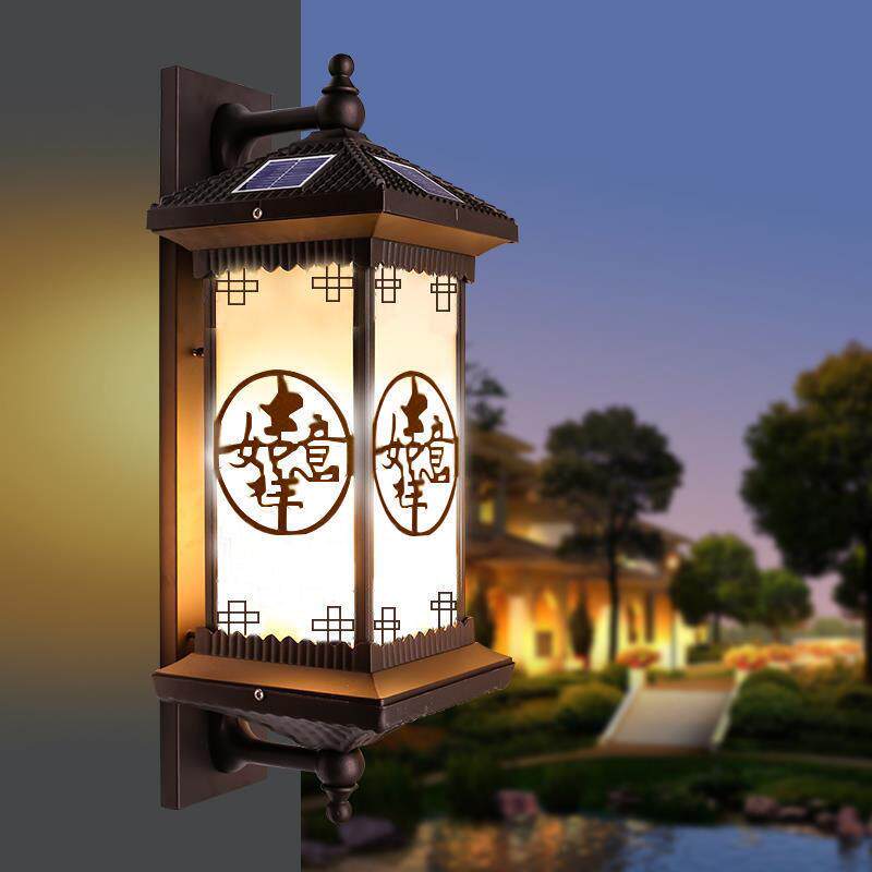中式户外壁灯大门口庭院灯室外墙仿云石福字壁灯新农村别墅灯