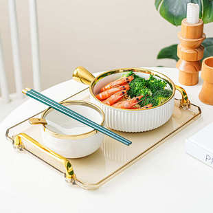 家用2022新款 0WYV高颜值泡面碗陶瓷带把手柄碗一人食餐具碗碟套装