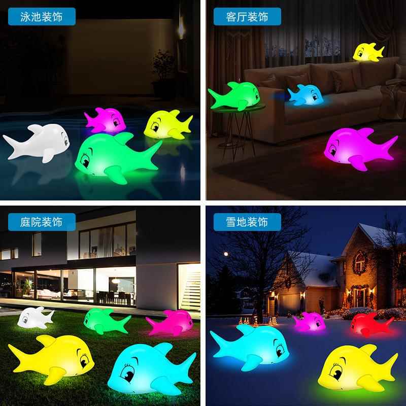 调LED发FBT海豚灯太阳能灯RGB变色灯庭院景观灯光小遥夜灯控光