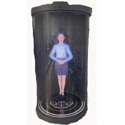 10.1寸虚拟AI数字人一体机 3D全息舱语音对话 透明屏展示柜全息仓