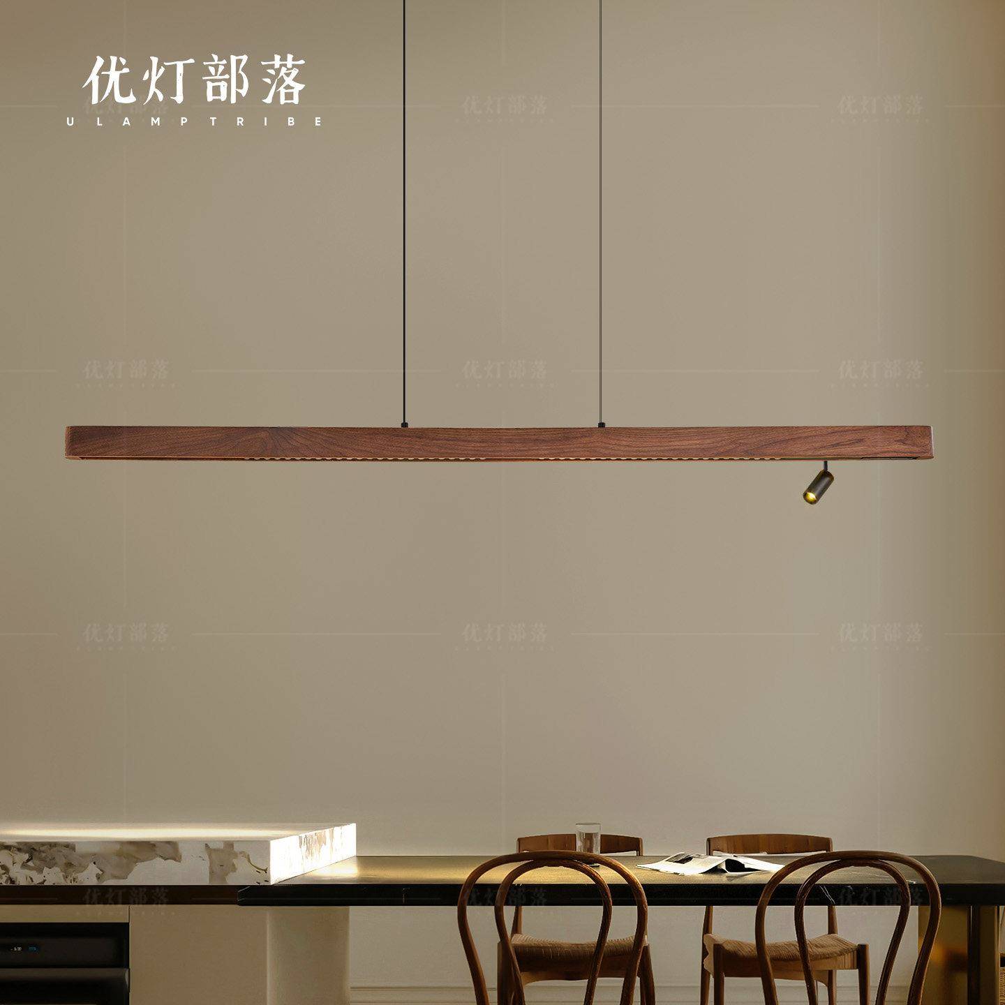 黑个胡意桃实木新款创茶室吊灯中式禅意性吧台办公室长条2046灯餐