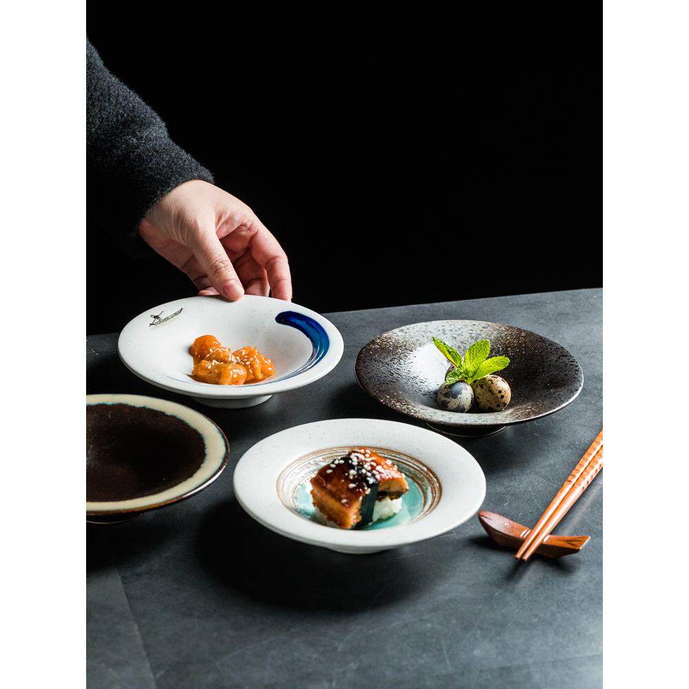 日式圆盘陶瓷盘子菜盘家用创意寿司盘碟餐具牛排盘西餐盘早餐平盘