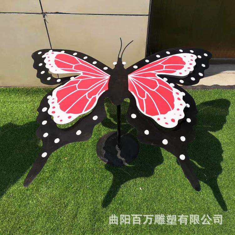 不锈钢蝴蝶现货 彩绘蝴蝶雕塑 公园园林水景装饰摆件出厂价