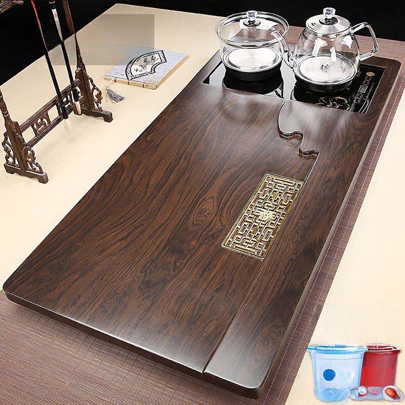 全自动茶盘茶具家用实木茶几简易茶海玻璃底水壶集成