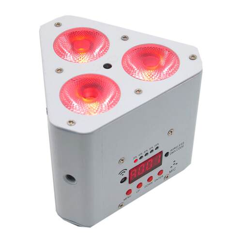 白色3颗18瓦小型电池舞台LED帕灯矮三角机箱红外线遥控2.4G无线