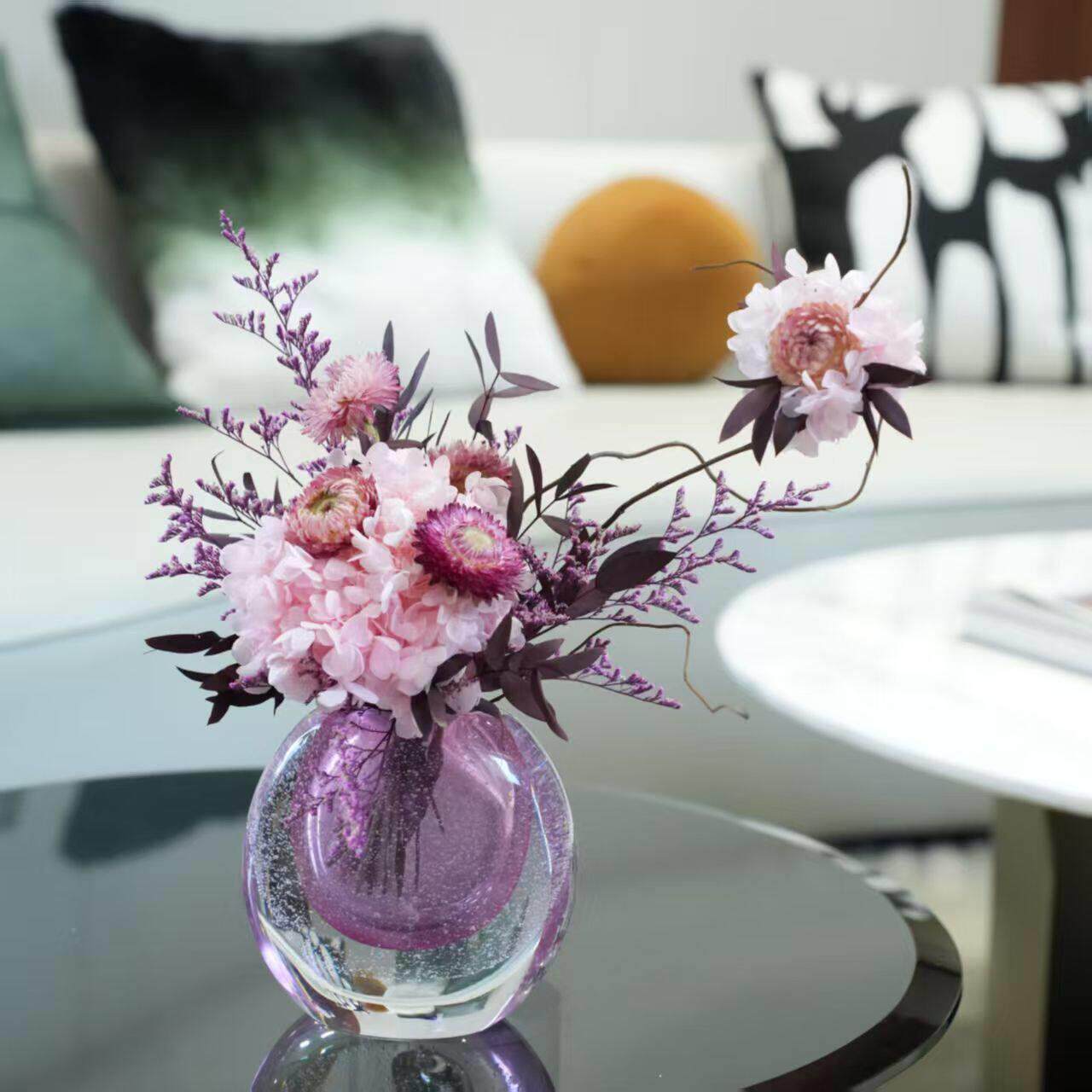 AAA级永生花花束麦秆菊绣球真花干花客厅餐桌边几装饰摆件高级感