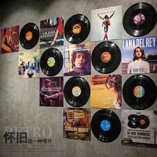 黑胶唱片装饰酒吧KTV创意墙面挂件覆古美式个性壁挂清吧怀旧布置