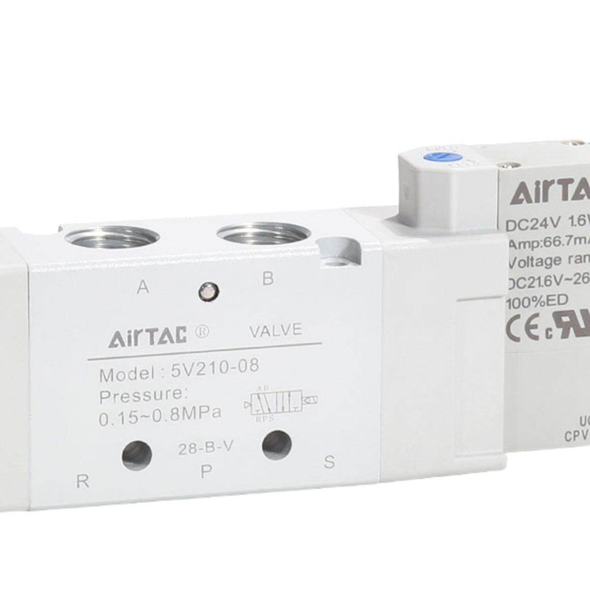 亚德客二位五通换向阀5V系列电磁阀5V110-06/5V210-08 0.5米5V310