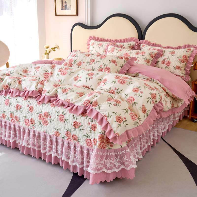 2025直播爆款泡泡棉水洗棉针织棉床盖三件套四件套床裙床笠单件（