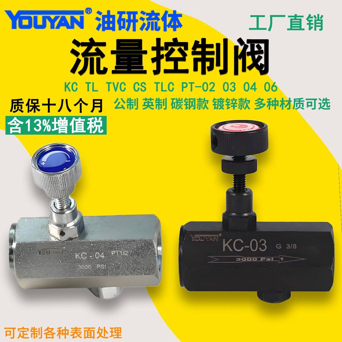 TVC管式KC-02液压04单向TLC/PT/TL节流阀KC-03流量06调节阀CS1002图片