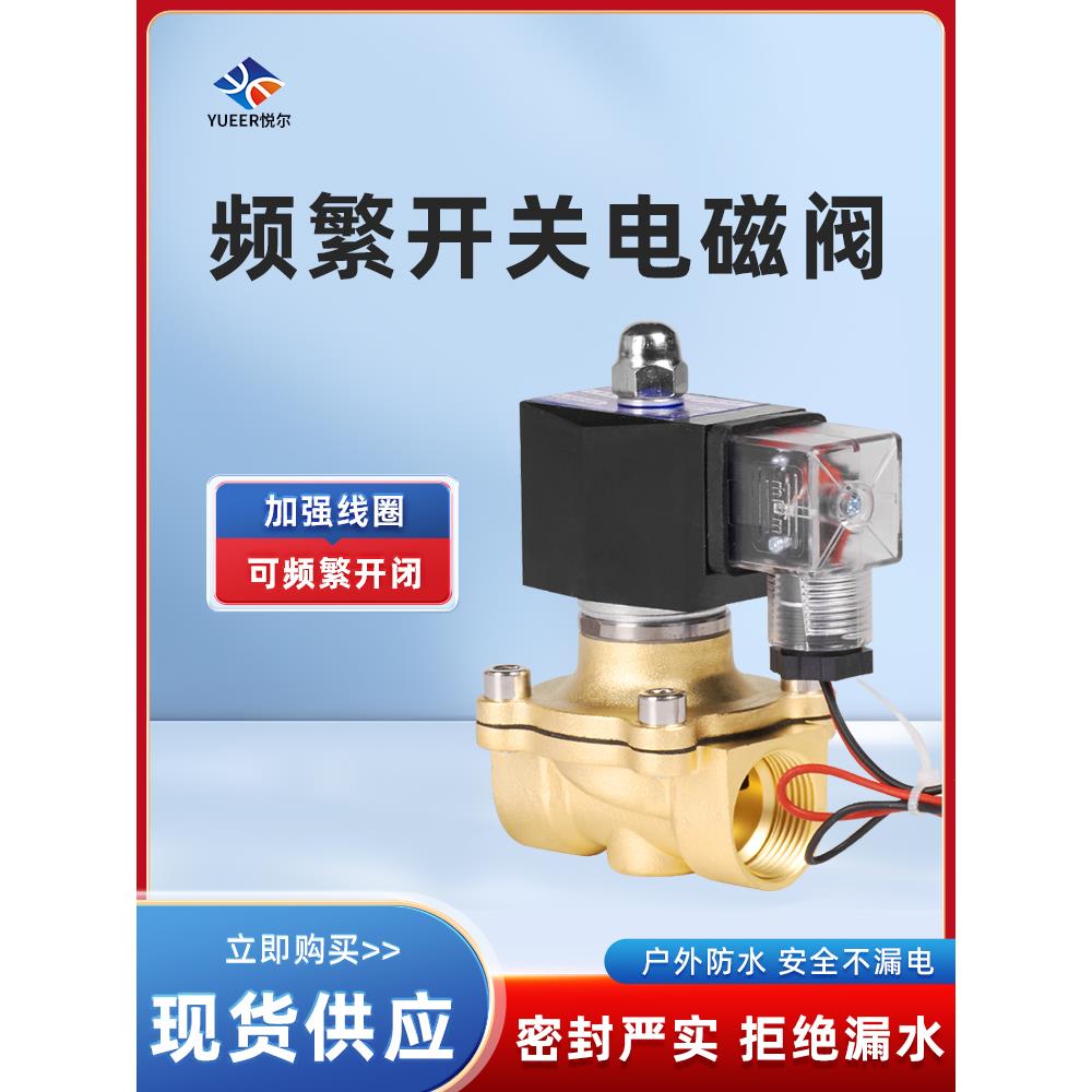 常闭电磁阀220v24v控制水阀密封线圈12v4分6分管道电子开关阀门