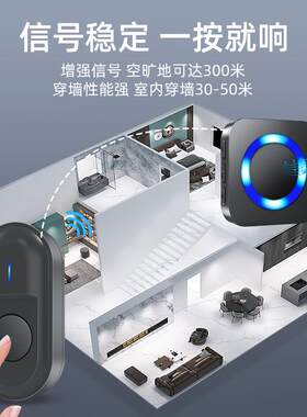 无线门铃家用超入户门远距离支持433协议LED可视电子闪光风格