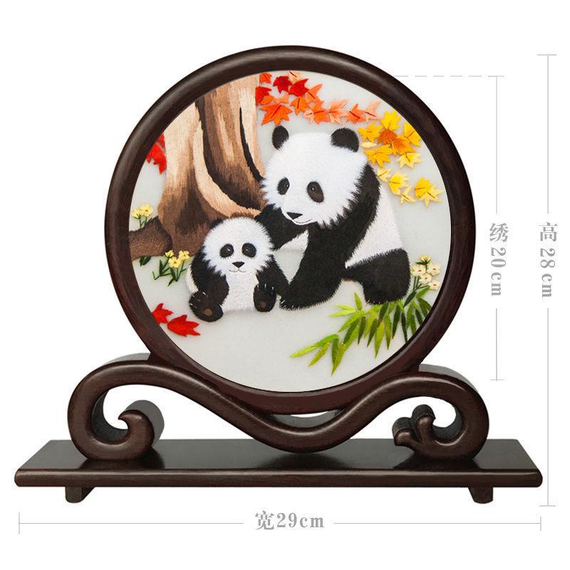 苏州特产手苏绣件刺绣成品小摆台屏摆双工面绣实木新PDD1015款出