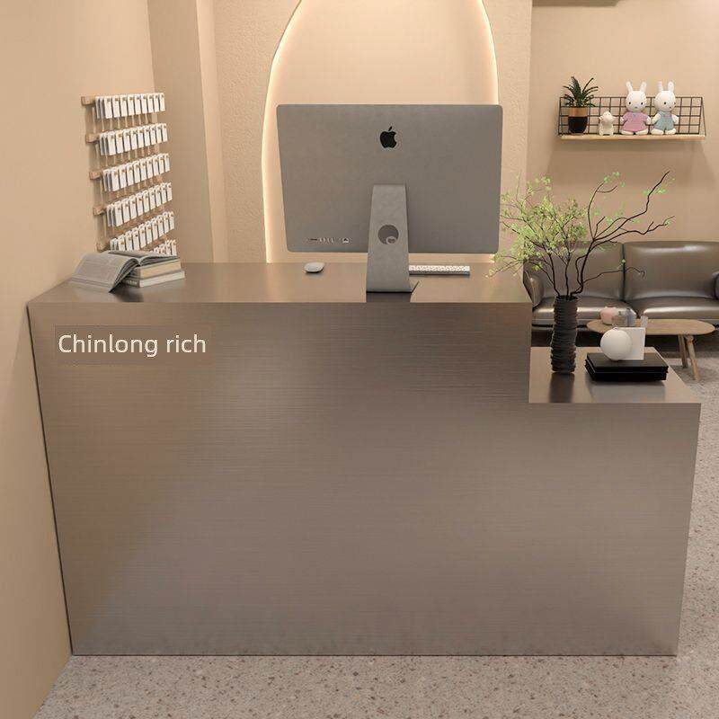 拉丝银不锈钢服装店收银台店铺小型吧台美容院美发店网红简约前台