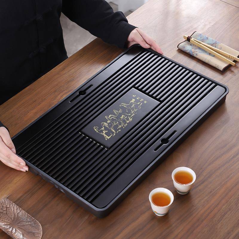 实木茶盘家用客厅茶托盘茶具配件简约储水排水式干泡小型茶台