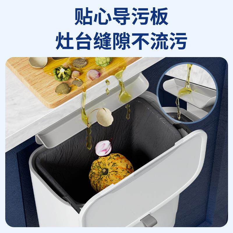 新款直销厨房悬挂垃圾桶壁挂滑盖式家用带盖卫生废纸篓蔬菜果皮分