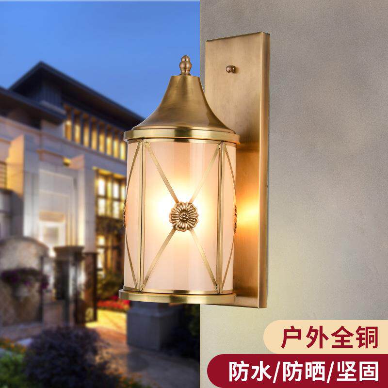 欧式户外防水全铜壁灯阳台玄关过道灯美式复古大气壁灯户外庭院灯