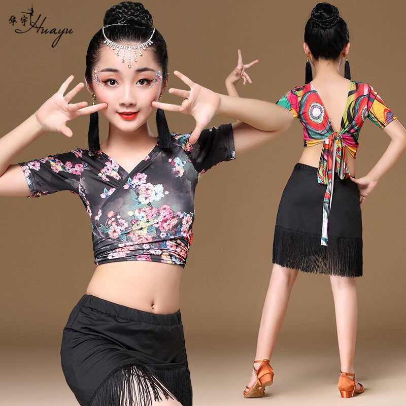 舞蹈新款儿童六一拉丁舞蹈服女孩流苏拉丁舞服套装成人女