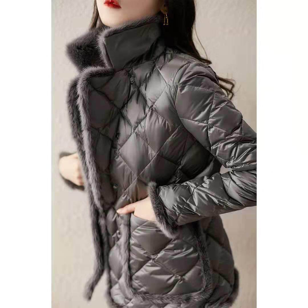 棉服女冬季2025新款宽松彷水貂绒短款棉袄轻薄羽绒时尚棉衣外套潮