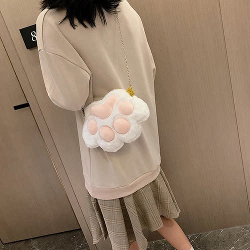 单肩包ins斜挎包卡通猫爪单肩包