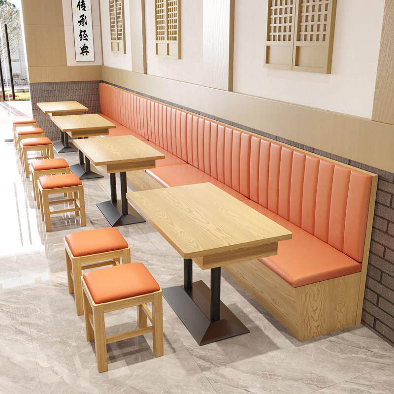 饭厅靠墙储物卡座沙发商用饭店面馆食堂麻辣烫小吃快餐店桌椅组合