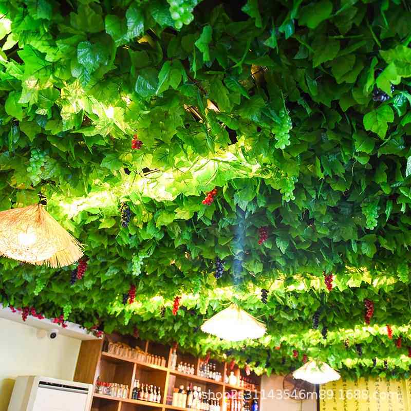 真顶绿植仿吊顶装饰部天TIR花板软装造景网红直播间饭店树婚藤庆