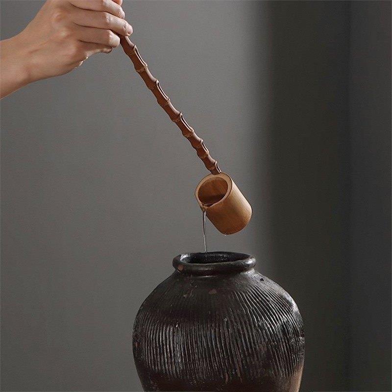 竹制水瓢打酒勺竹舀水勺打水器打酒器木瓢长柄茶勺复古分茶勺茶具