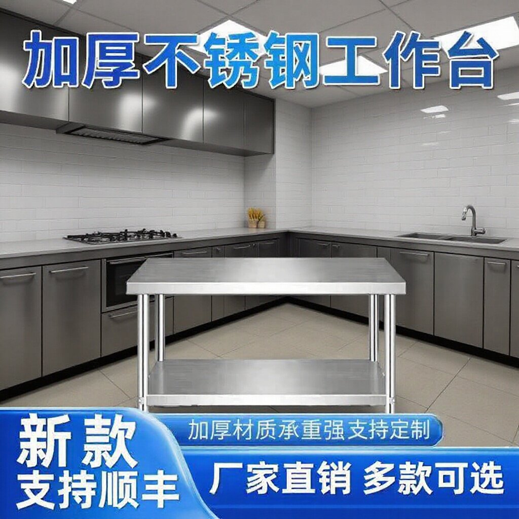 包邮拆装双层加厚不锈钢工作台桌柜饭店厨房操作台包装台面台面板